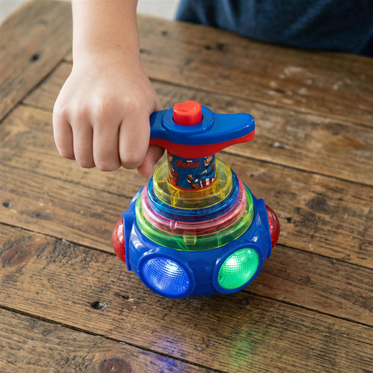 Avengers Dizzy Glow Top - LED Light Up & Musical Spinning Toy for Kids 3+ Years, 360 Degree Rotating Magic Spinner Lattoo with Flashing Lights & Sound, Marvel Avengers Theme, Battery Operated