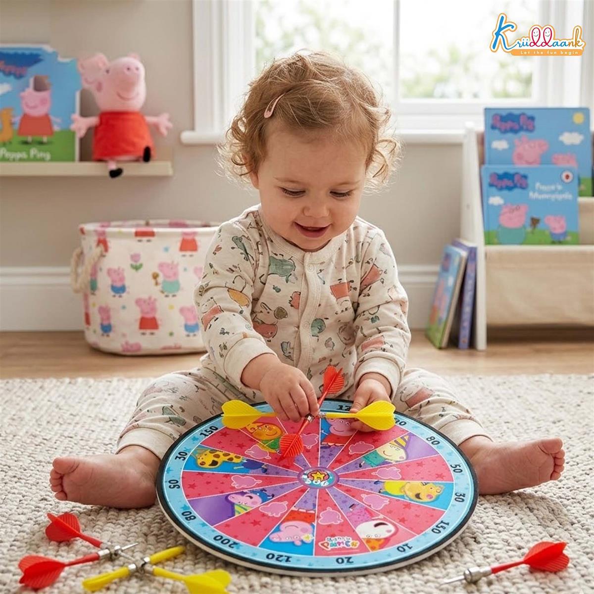Peppa Pig 2-in-1 Flip N Play Board Game - Magnetic Dartboard & Classic Ludo Set for Kids | Safe Indoor Target Game with Dice, Darts & Pawns | Fun Family Game for Boys & Girls Ages 3+