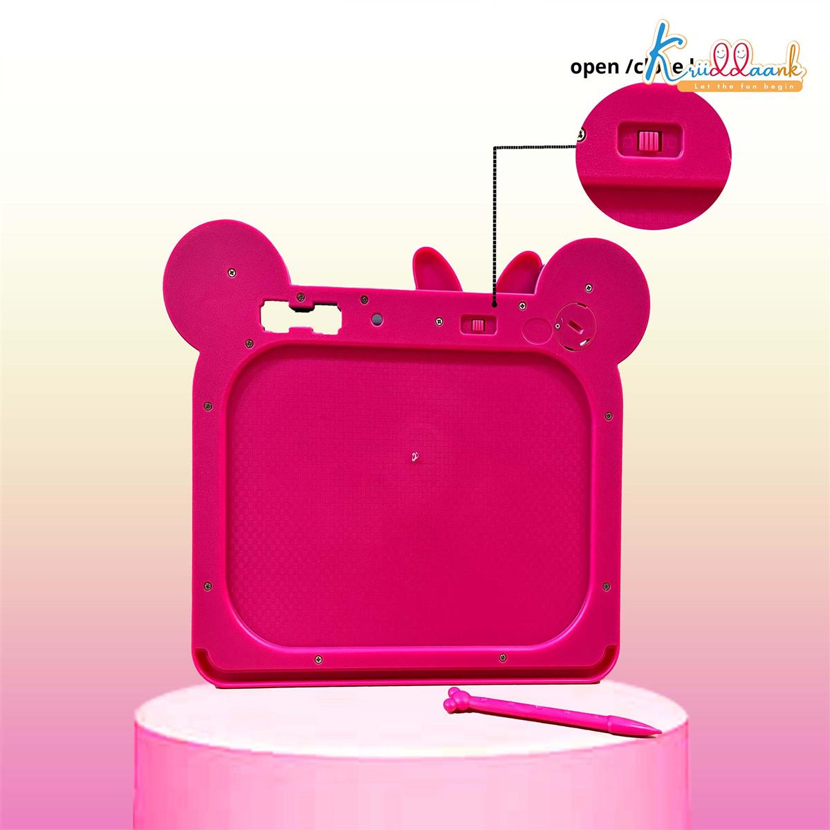 Kriiddaank Minnie 9 Inch LCD Writing Magic Tablet, Electronic Drawing Pad & Doodle Board for Kids, Preschool Educational Toy & Travel Game for Girls & Boys, Birthday Gift for Ages 3-9 (Pink)