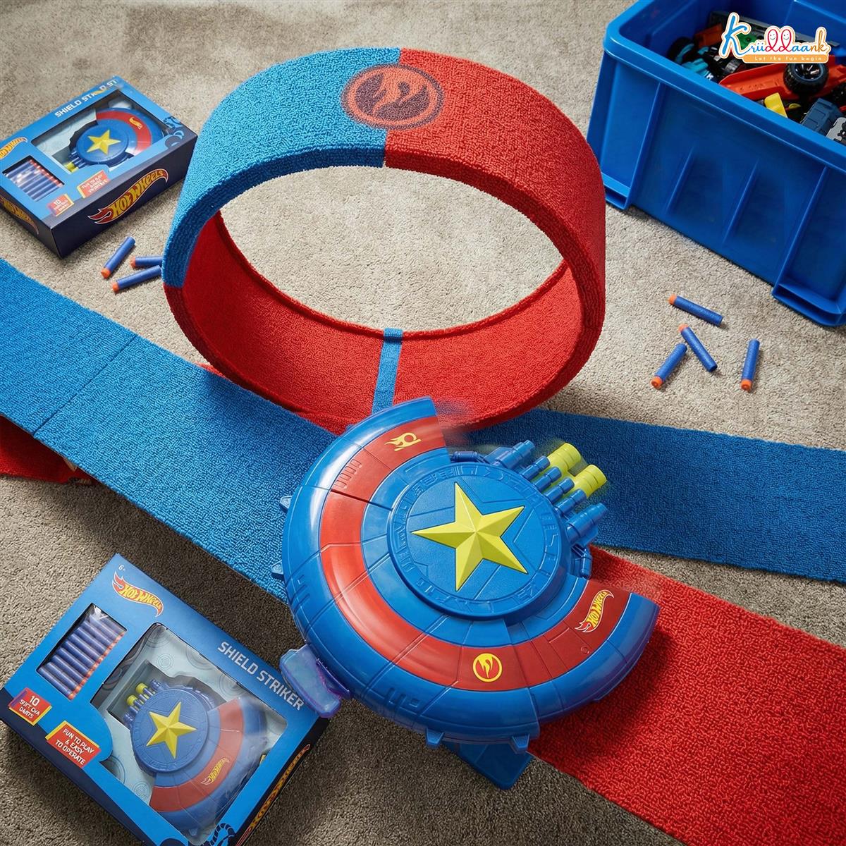 Hot Wheels Shield Striker Dart Blaster Toy for Kids 6+ Years - Includes 10 EVA Soft Foam Darts - Safe, Pull-Back Action Gun for Engaging & Interactive Play - Multicolor