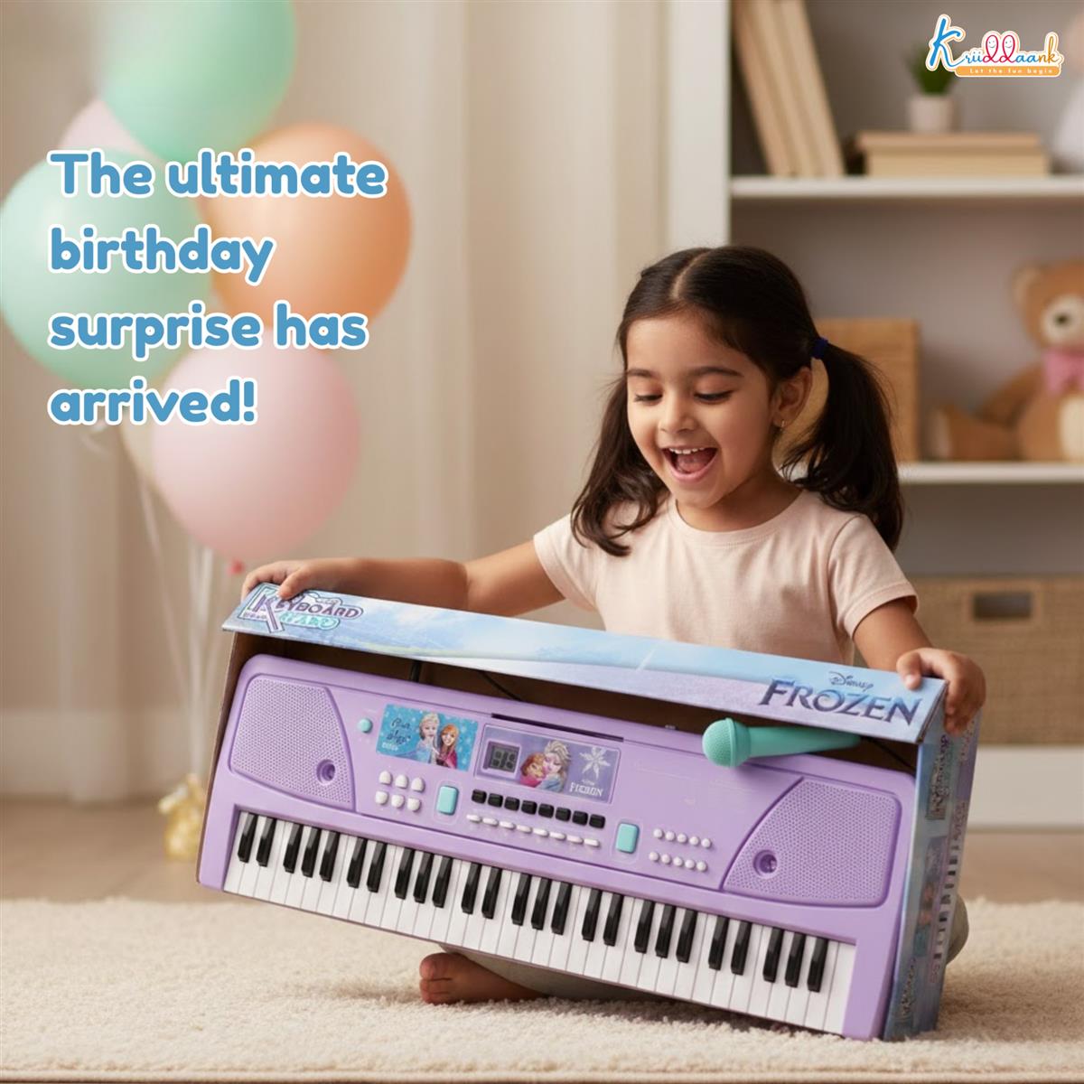 Frozen Keyboard Piano for Kids - 61 Scale Organ Keys Digital Musical Toy with Microphone, 16 Tones, 10 Rhythms, Recording & Playback, USB & Battery Powered, Learning Gift for Girls Age 3+