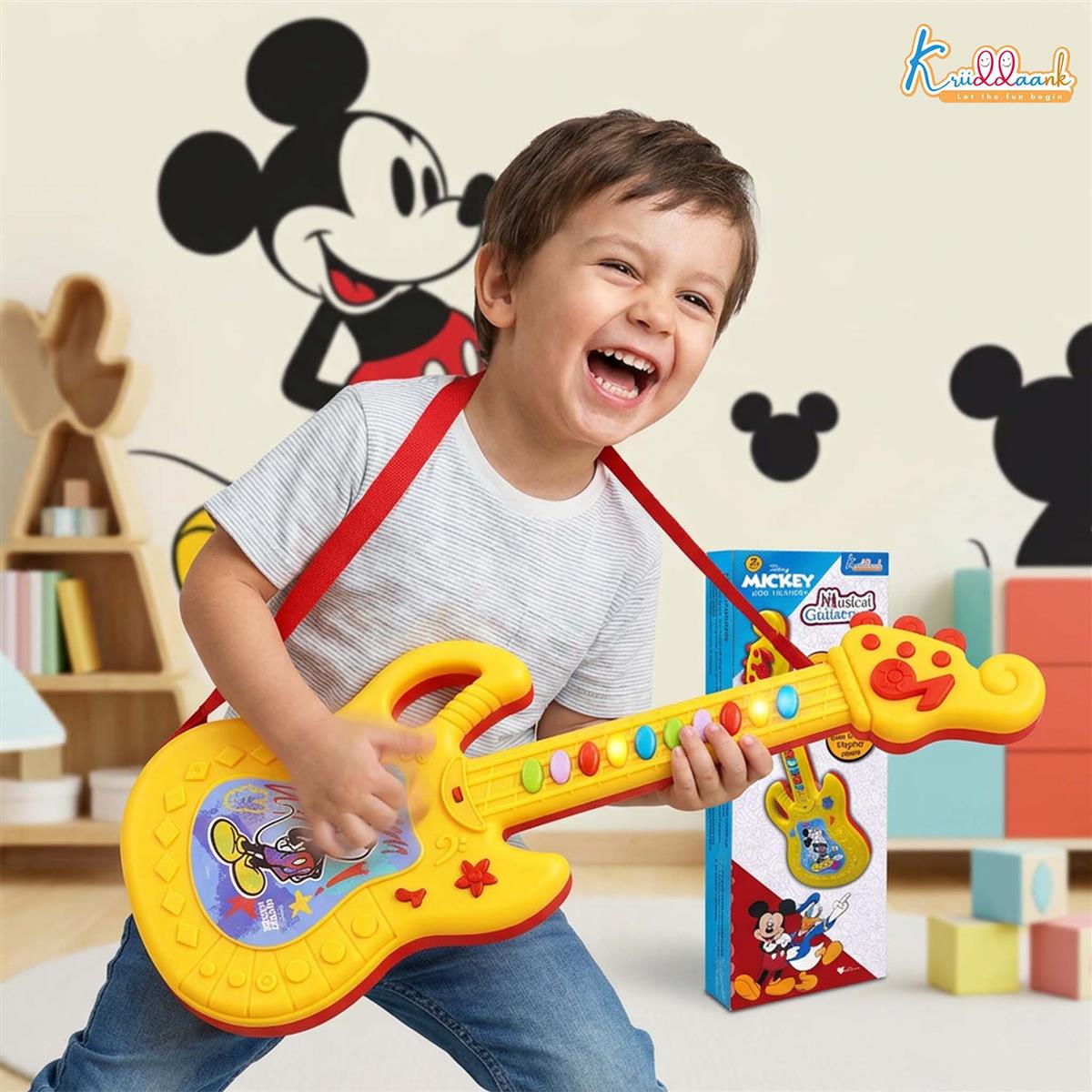 Disney Mickey Mouse Theme Musical Guitar for Toddlers & Kids | Battery Operated Sing-Along Educational Toy | Interactive Music & Sounds for Juniors (3+ Years) - Red