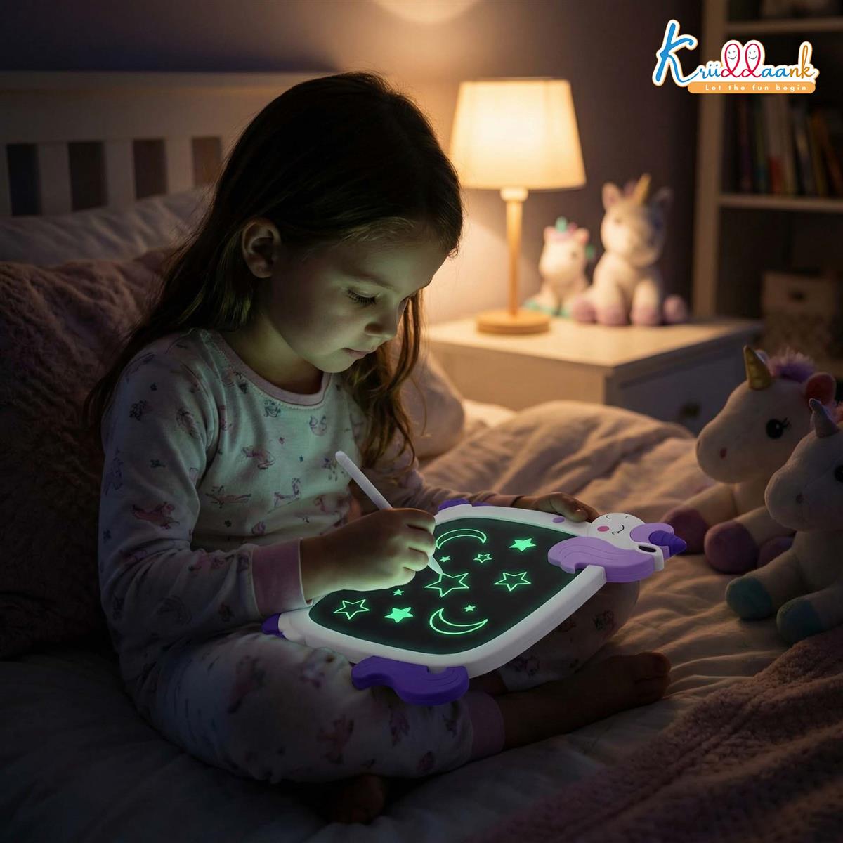 Kriiddaank 8.9" Unicorn LCD Writing Tablet for Kids, Electronic Magic Drawing Pad, Portable Doodle Board & Educational Toy, Birthday Gift for Boys & Girls Ages 3-12, White