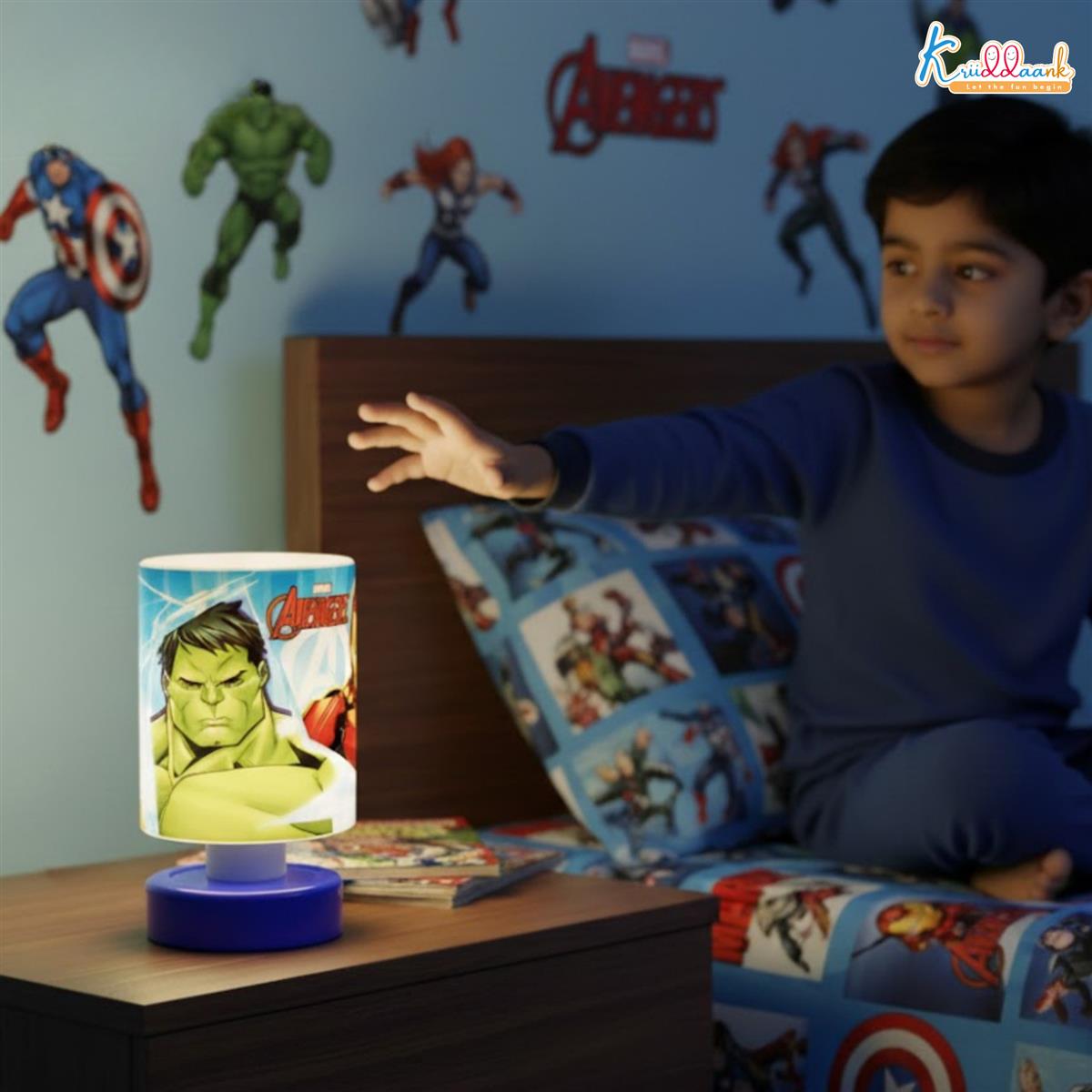 Marvel Avengers Theme LED Table Lamp for Kids - Push & Glow Battery Operated Mini Desk Light for Study & Bedroom Decoration - Superhero Night Light for Boys & Girls (Red/Multicolor)