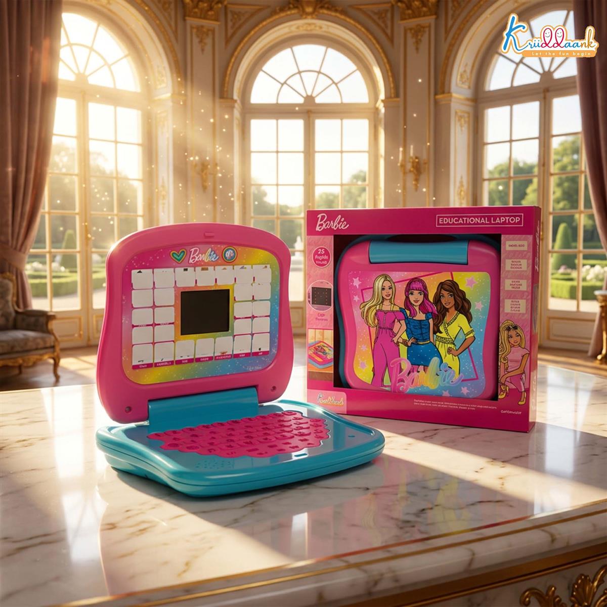 Barbie Educational Laptop with Screen for Kids - Interactive ABC & 123 Learning Toy for Preschoolers - Pink Electronic Learning Computer for Girls 3+ Years - Early Development & Fine Motor Skills