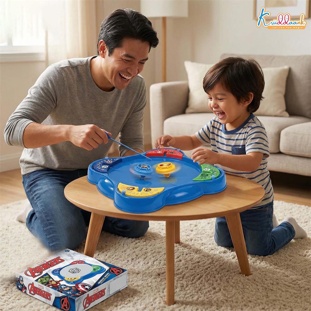 Kriiddaank Marvel Avengers Theme Spinning Top Battle Set - Includes 1 Arena Base, 4 Rip Cords & 4 Tops - Action-Packed Multiplayer Game for Kids 5+ - Perfect Superhero Gift for Boys & Girls