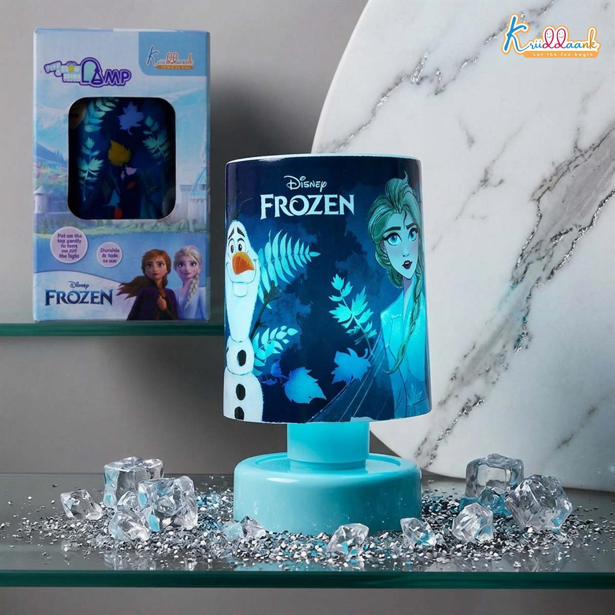 Kriiddaank Frozen Theme LED Table Lamp for Kids - Elsa & Anna Push & Glow Desk Light, Battery Operated Portable Night Light for Study, Bedroom & Decoration - Safe for Ages 3+ (Turkish Blue)