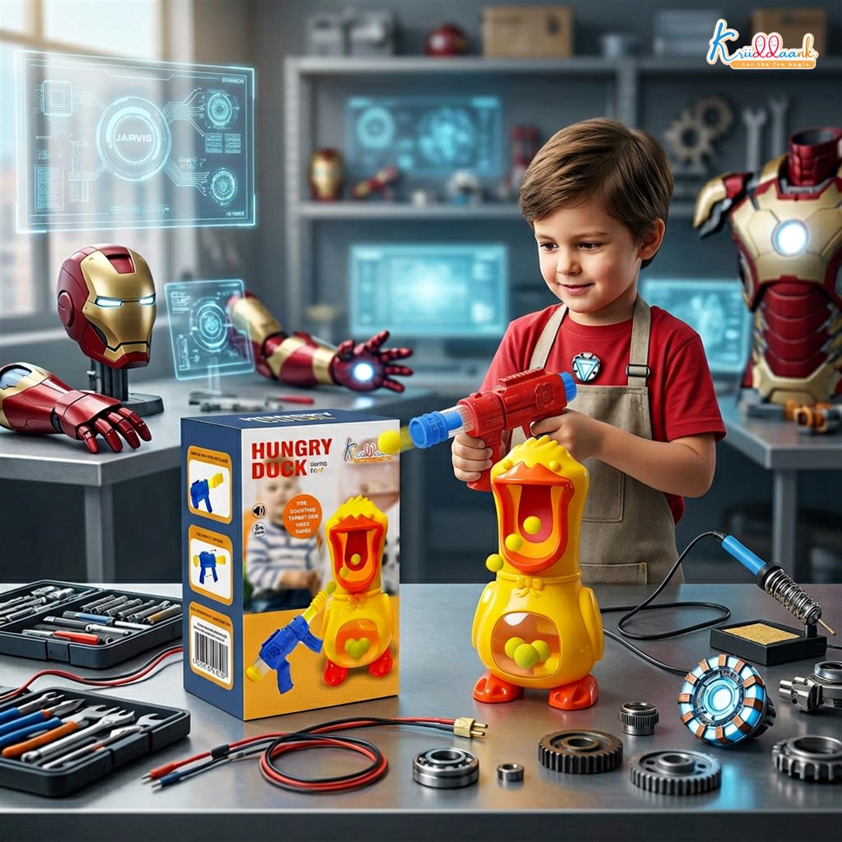 Superhero Theme Hover Football for Kids - Safe Indoor Air Power Soccer Ball with Foam Bumpers & LED Lights - Gliding Floor Toy for Active Play, Gift for Boys & Girls (Ages 3-13)