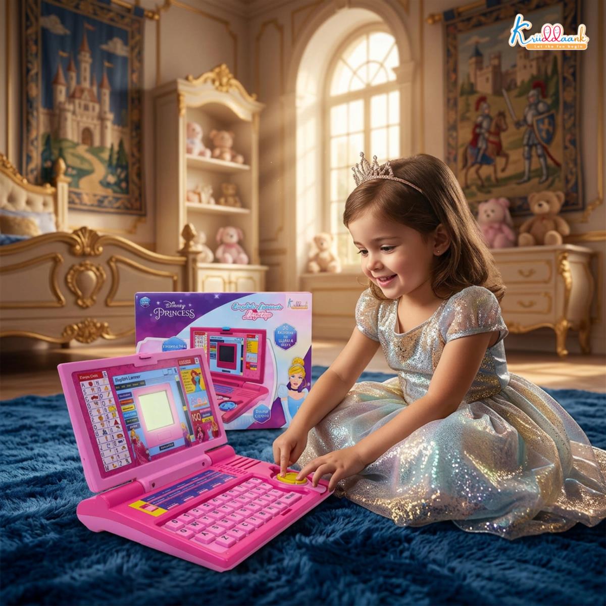 Disney Princess Interactive English Learning Laptop for Toddlers - 20 Educational Activities, Letters, Numbers & Games - Pink Educational Toy for Kids 3+ Years