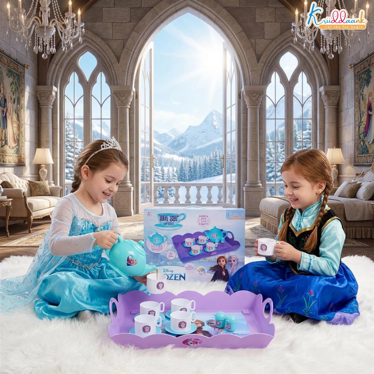 Frozen Tea Party Set - Elsa & Anna Pretend Play Kitchen Toys for Kids, 12 Pcs Battery-Operated Tea Kettle with Boiling Sound & Music, Interactive Birthday Gift for Girls & Boys Ages 3+