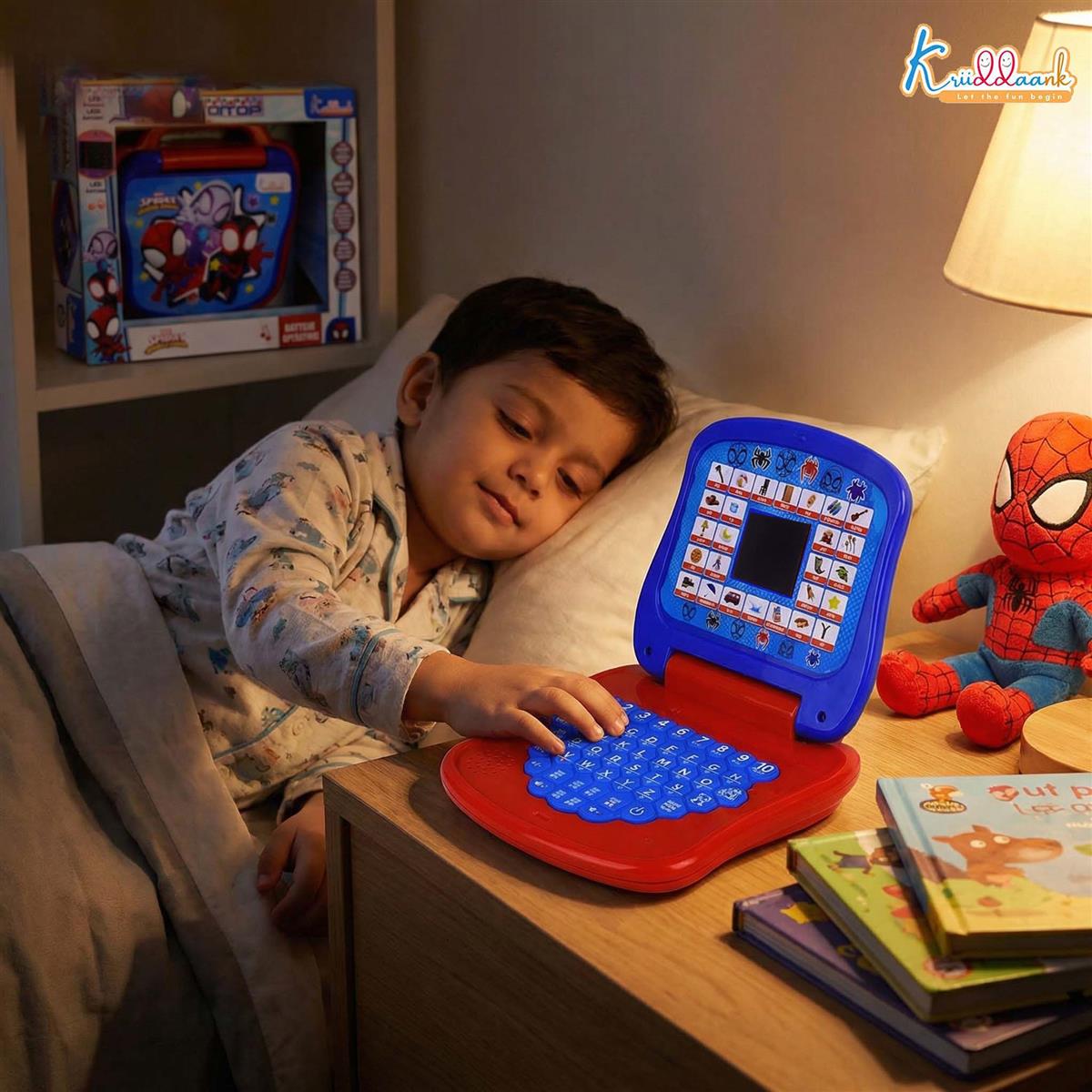 Spiderman Educational Learning Laptop Toy for Kids with LED Display & Music, Preschool Computer for Boys & Girls 3+ Years, ABC Alphabet & Number Learning, Blue & Red