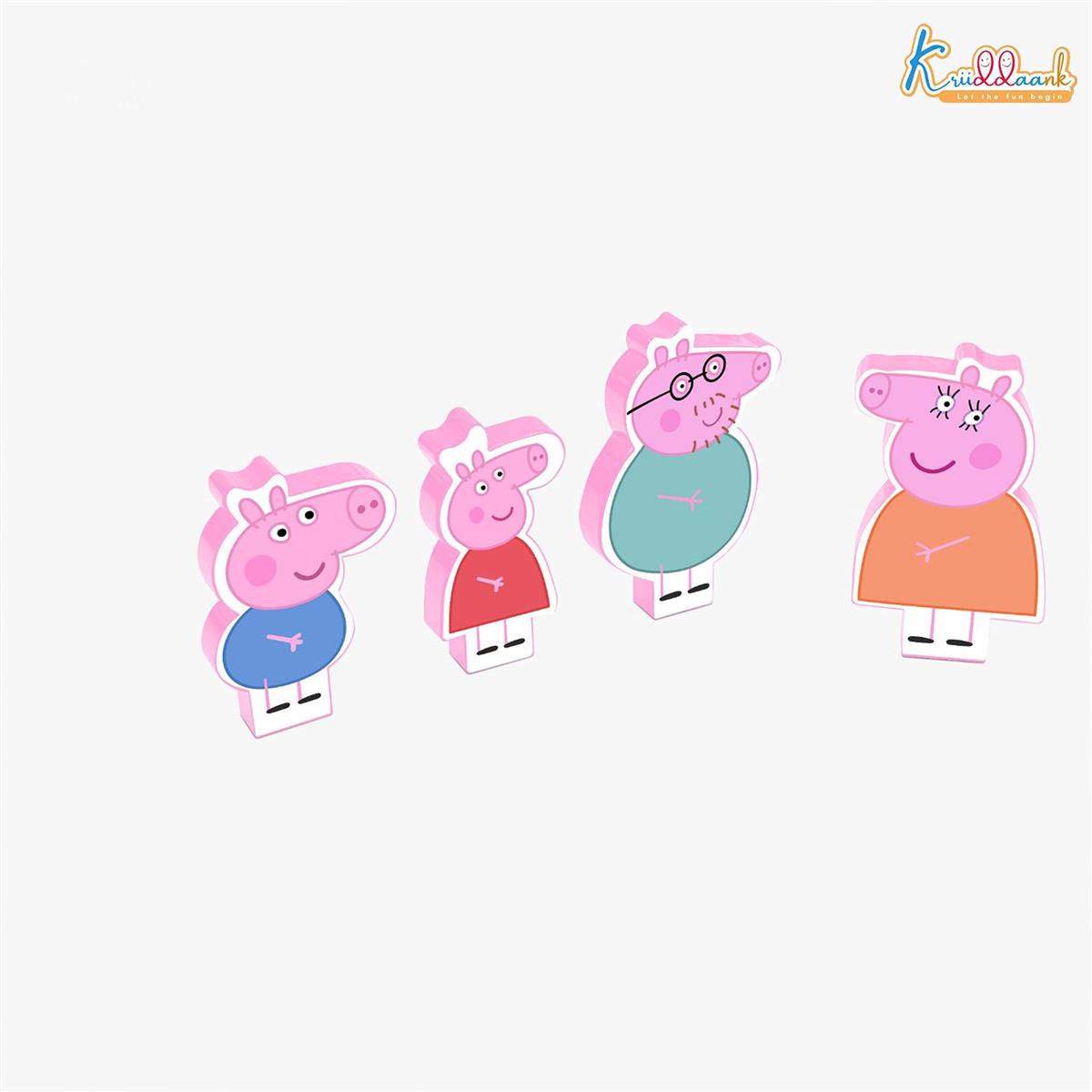 Kriiddaank Peppa Pig Household Set - Washing Machine and Iron Toy with 2D Family Figures George Mummy Daddy Pig, Pretend Play Laundry Set for Preschool Kids Ages 3+, 6 Pieces