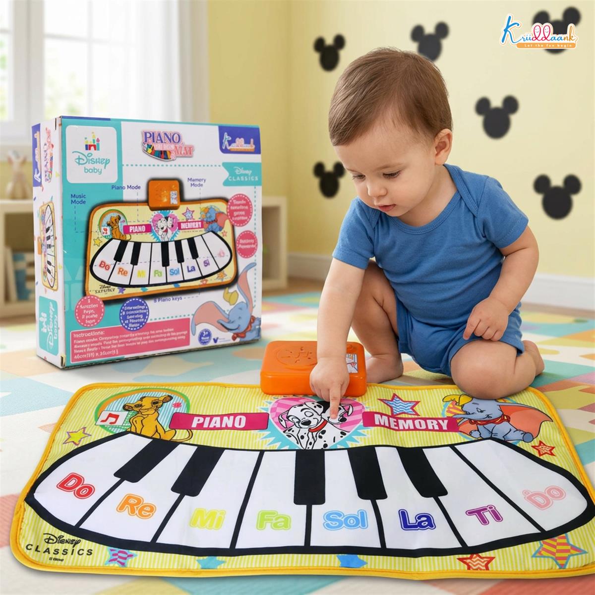 Disney Piano Music Mat - Electronic Floor Keyboard for Toddlers & Kids | Interactive Musical Dance Playmat with 8 Piano Keys & 3 Function Keys | Educational Learning Toy for Boys & Girls 3+ Years