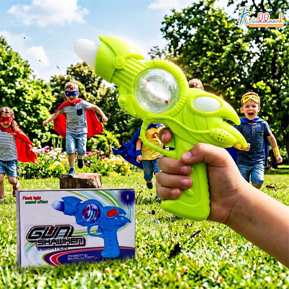 Kriiddank Musical Gun Shooting Playset for Boys & Girls - Bullet Blaster Action Toy with Foam Soft Bullets, Realistic Sound & Lights, Safe Fun for Kids Age 3+ Years (Multicolor)