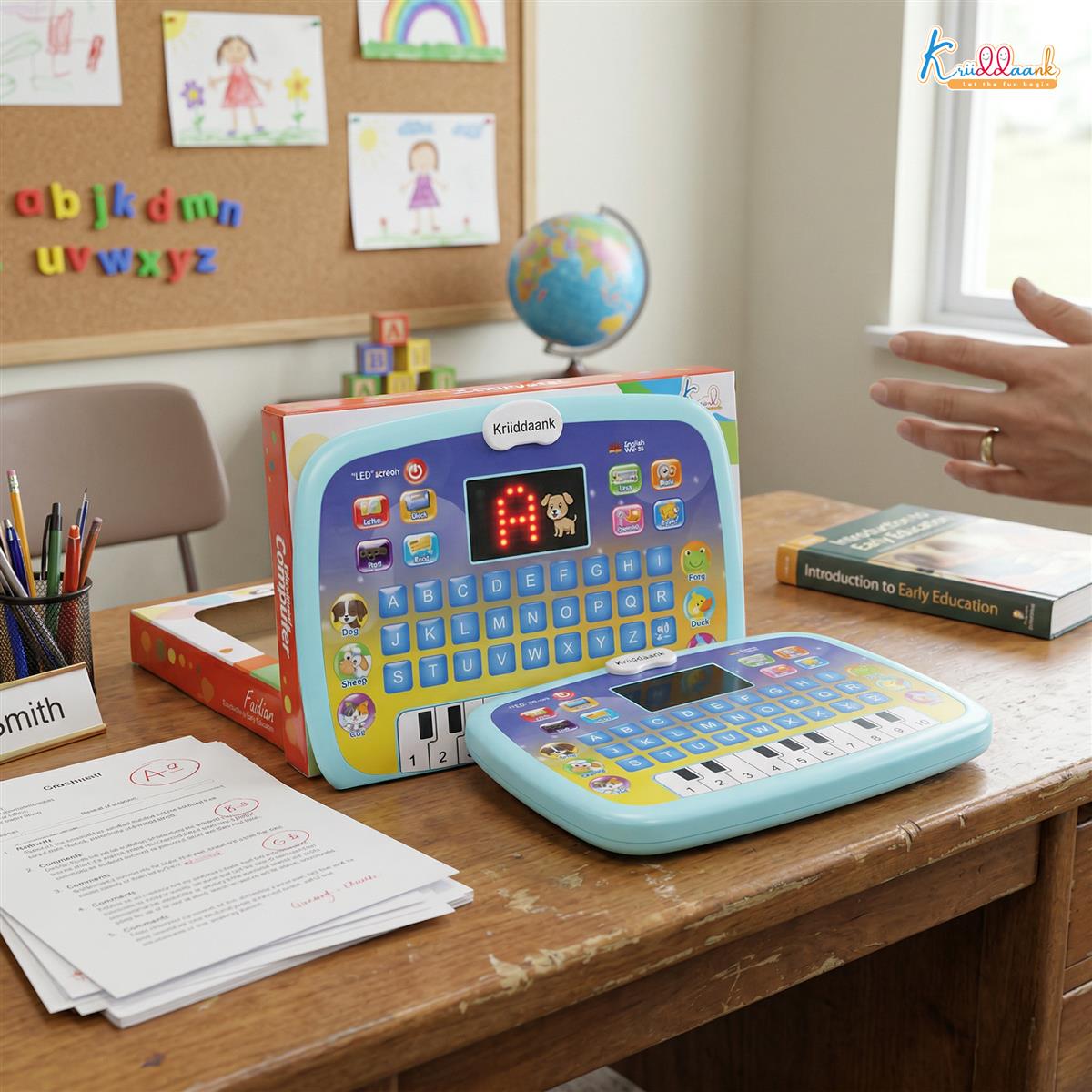 Kriiddaank Kids Learning Tablet - Educational Toy for 3+ Years with Quiz Mode, Alphabet & Number Learning, Piano Keys & Music - Interactive Birthday Gift for Boys & Girls, Multicolor