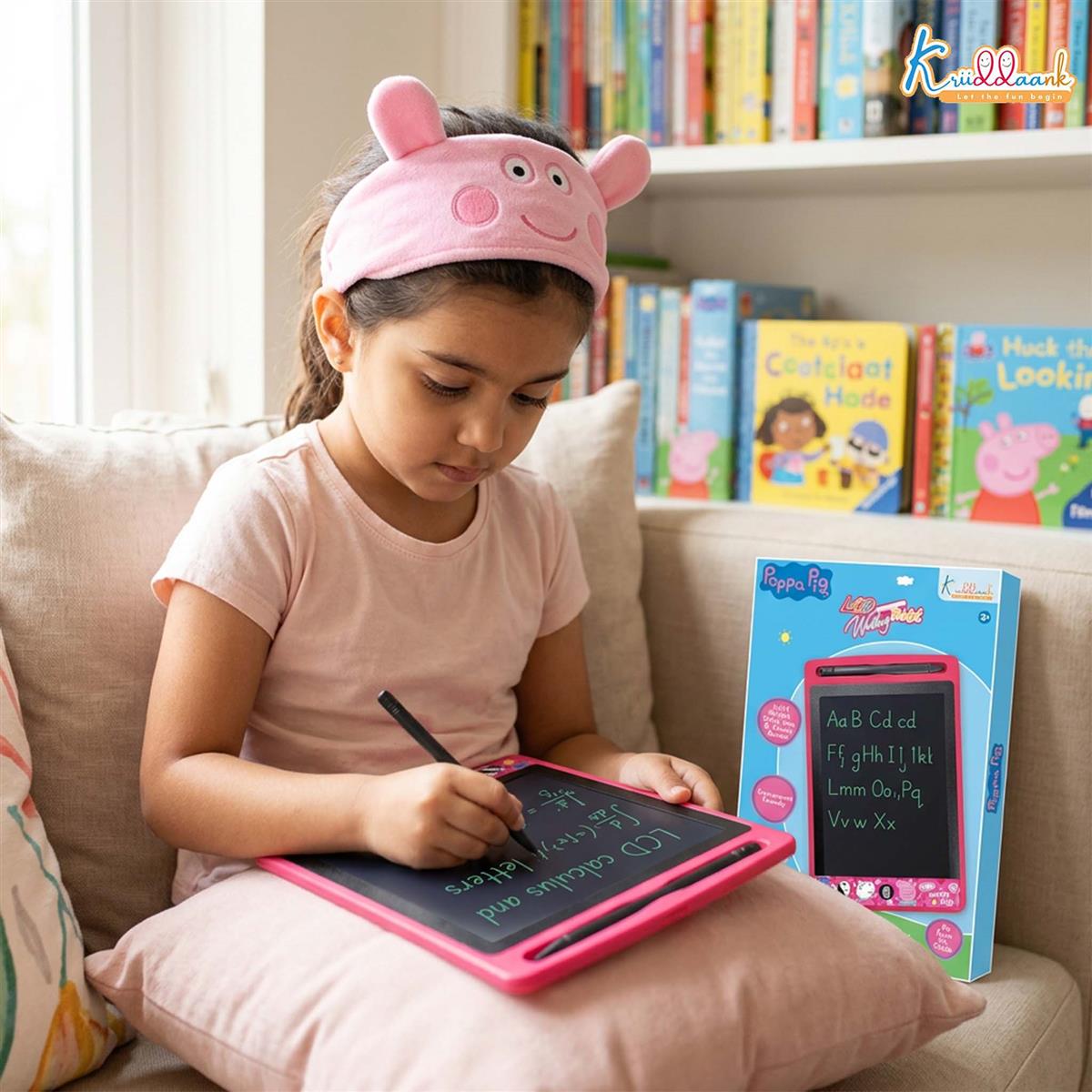 Kriiddaank Peppa Pig Theme 8.5 Inch LCD Writing Tablet for Kids, Electronic Drawing Pad & Rewritable Doodle Board, Travel Slate Birthday Gift for Boys & Girls Aged 3 4 5 6 7 8 9 Years, Pink