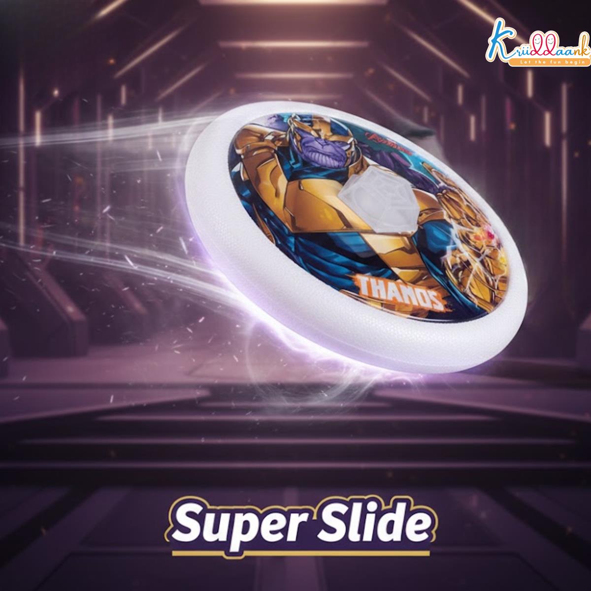 Marvel Thanos Theme Hover Football - LED Light Up Air Power Soccer Ball for Kids - Safe Indoor Sports Toy with Soft Foam Bumper - Educational Gift for Boys & Girls Ages 3+