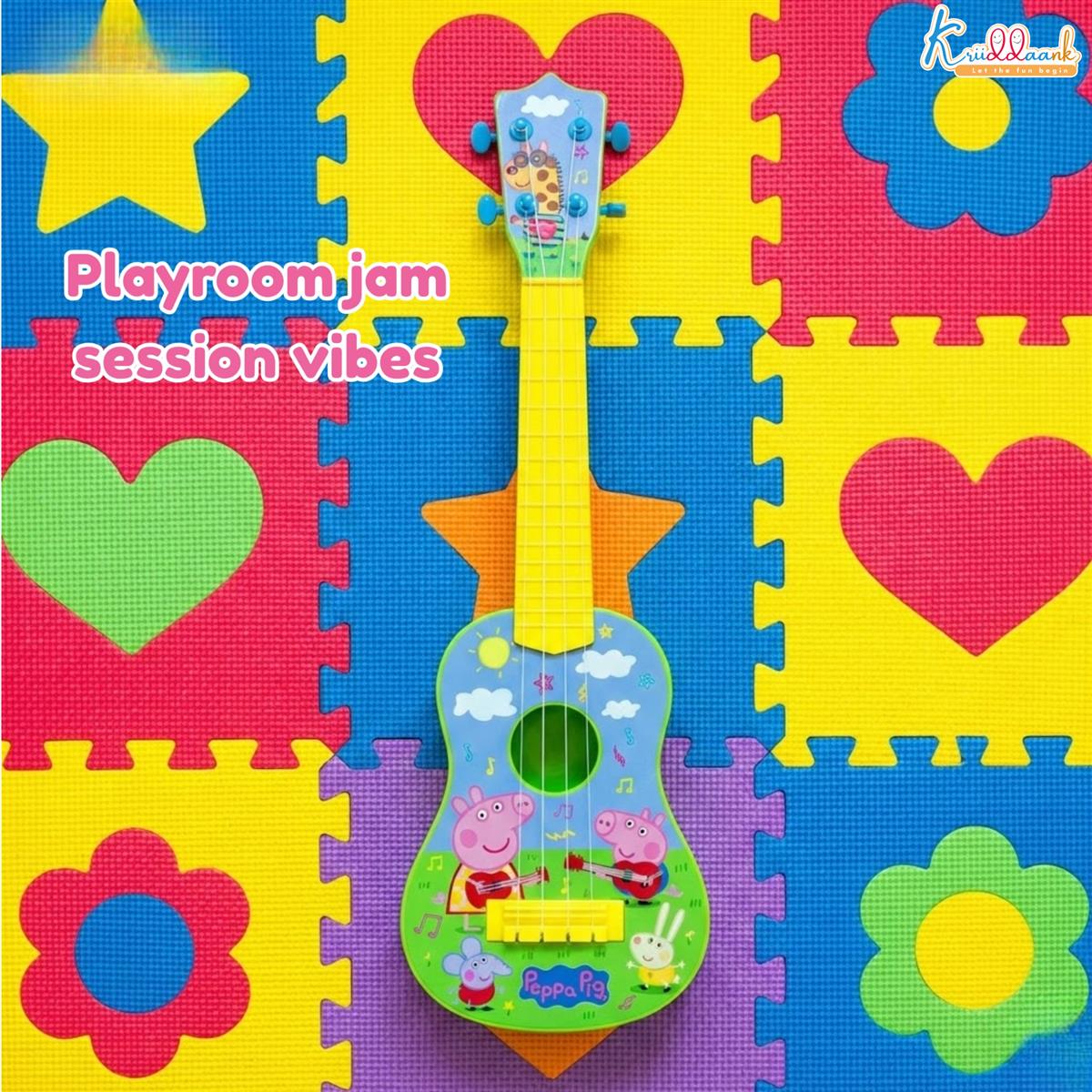 Hasbro Peppa Pig Theme Big Guitar for Kids - 4-String Musical Instrument Toy, Lightweight & Durable, Educational Learning Toy for Boys & Girls Ages 3+, Perfect Birthday Gift for Toddlers (Pink)