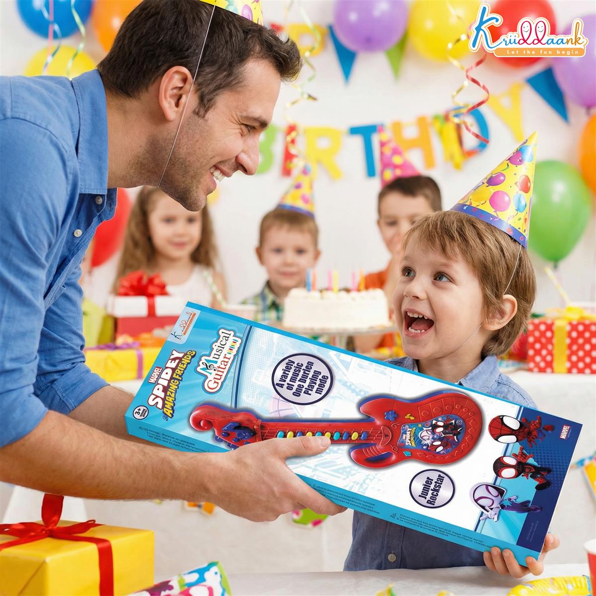 Spiderman Musical Guitar for Toddlers - Junior Rockstar Sing-Along Karaoke Toy with Built-in Music & Lights, Educational Electronic Play Instrument for Kids 3+ Years Old, Blue