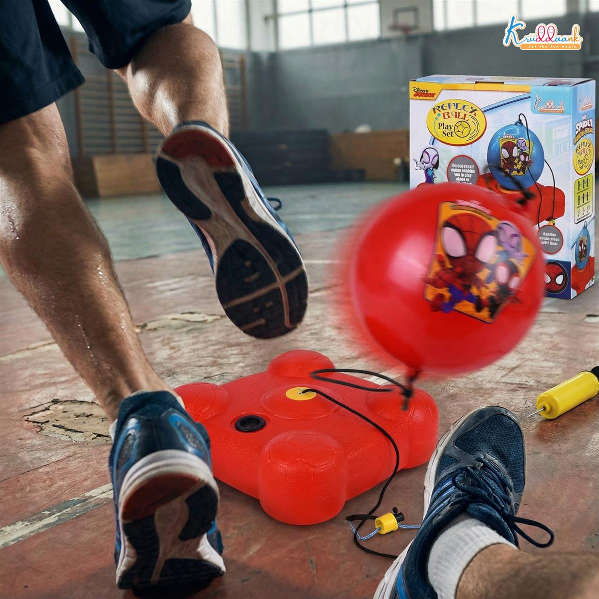 Spiderman Reflex Soccer Ball Solo Training Kit for Kids | Indoor & Outdoor Football Trainer with Recoil Action | Marvel Superhero Sports Toy for Boys 3+ Years | Portable Skill Building Set