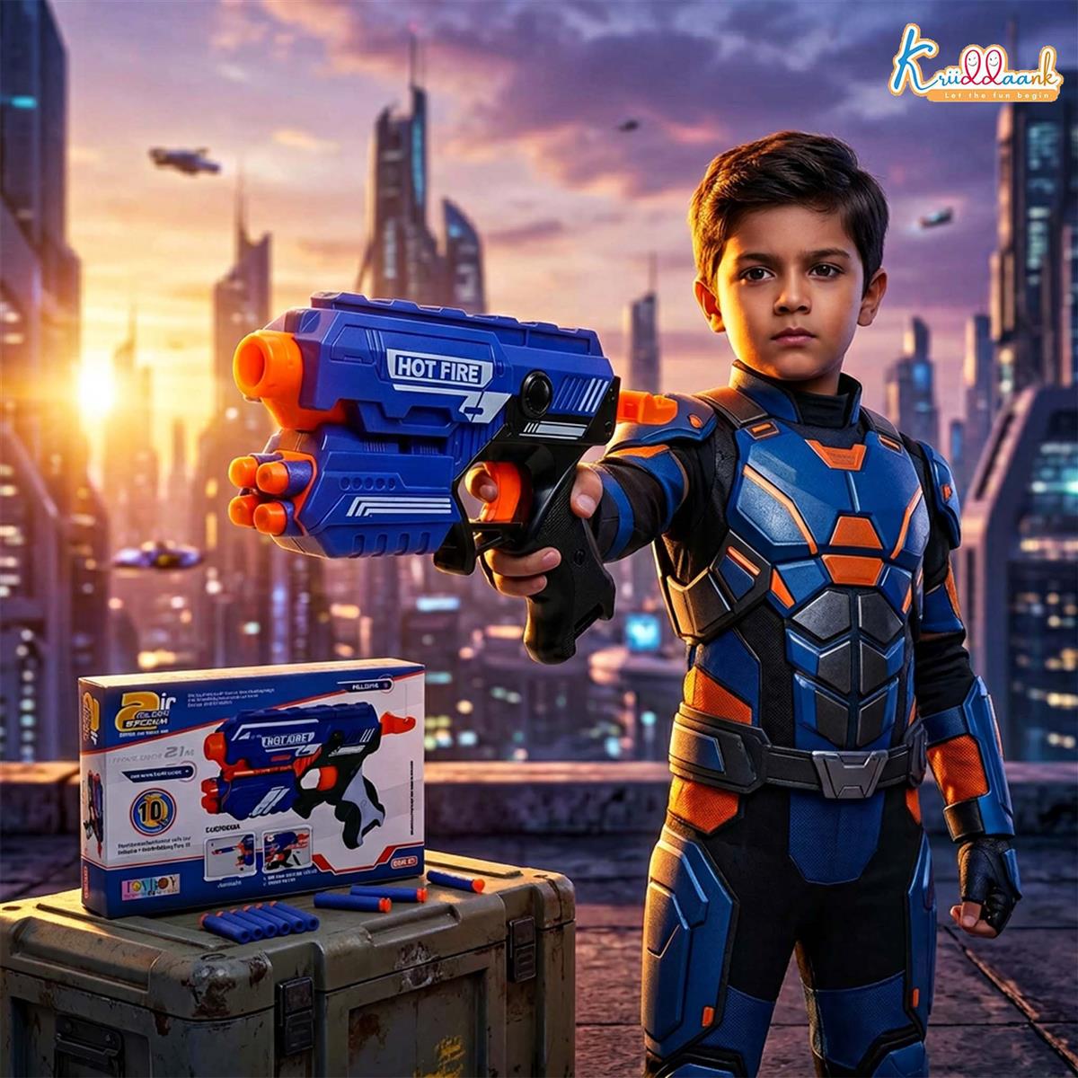 Blaze Storm Blaster Gun Toy for Kids - Soft Bullet Foam Dart Blaster with 10 EVA Bullets, Manual Single Shot Shooting Toy for Boys 3+ Years, Safe & Fun Action Playset, Multicolor