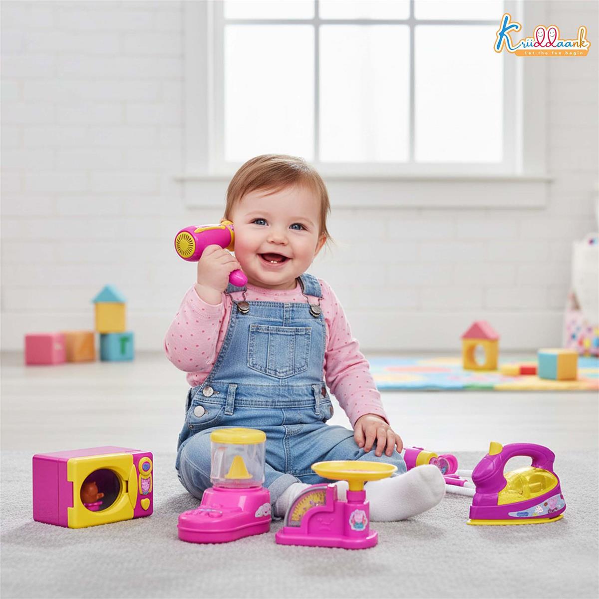 Hasbro Peppa Pig 8-Piece Household Role Play Set - Mini Home Appliances Kit with Toy Washer, Vacuum & More - Educational Pretend Play Toy for Kids Ages 3+ (Pink/Multicolor)