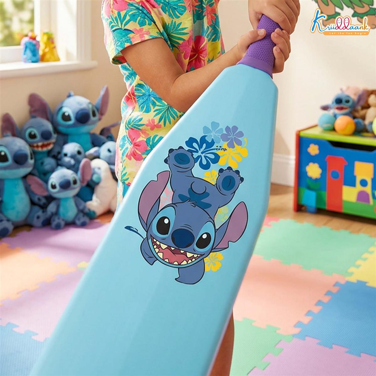 Kriiddaank Stitch Master Blaster Cricket Bat & Ball Set - Stitch Theme Lightweight Plastic Bat with Graphics for Kids, Boys & Girls Aged 3+ Years - Perfect for Indoor & Outdoor Play