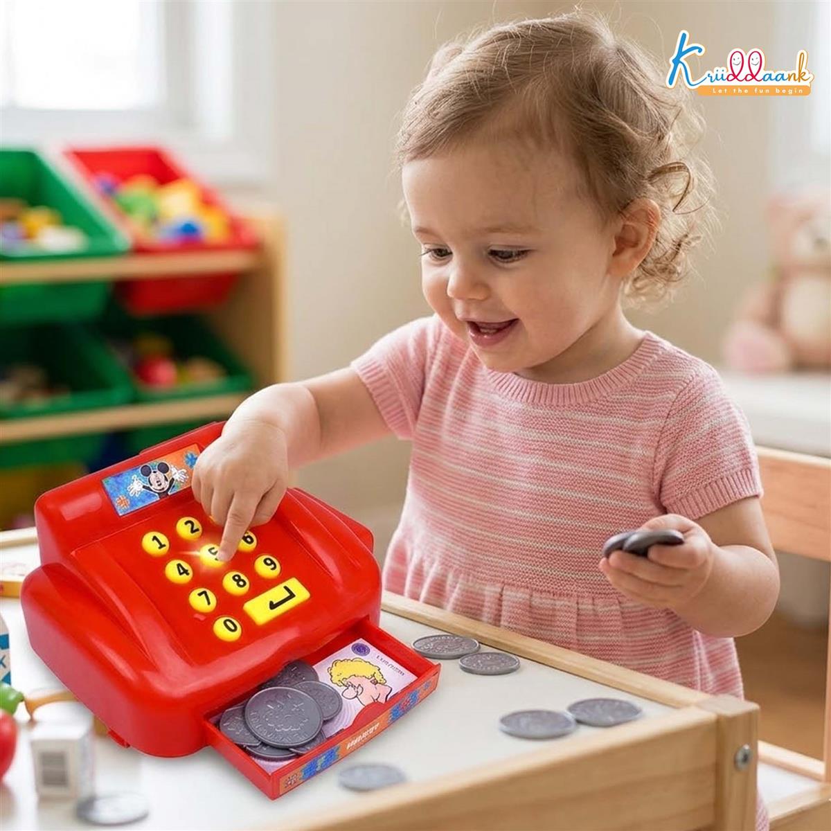 Disney Mickey Cash Register for Kids - 29 Pc Pretend Play Set with Play Money, Credit Card & Realistic Sound Effects - Educational Toy for Boys & Girls Ages 3+