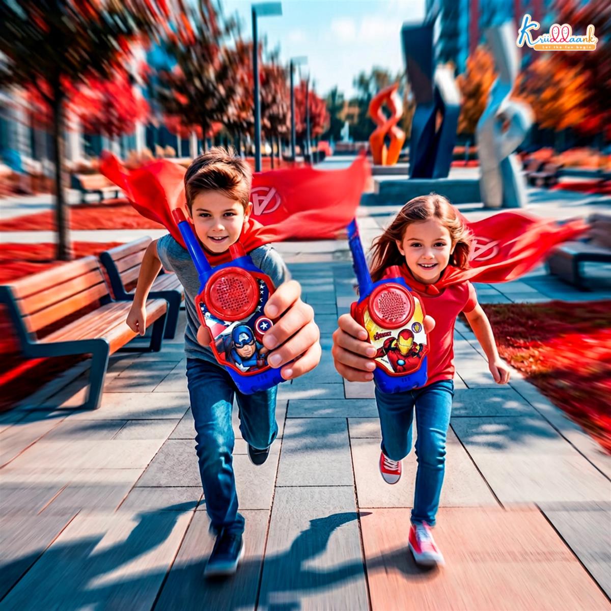 Avengers Walkie Talkie Set for Kids - 75m Range 2-Way Radio Toy for Boys & Girls - Ideal for Camping, Hiking & Outdoor Adventure - Child-Safe Non-Toxic Red Communication Device (Set of 2)