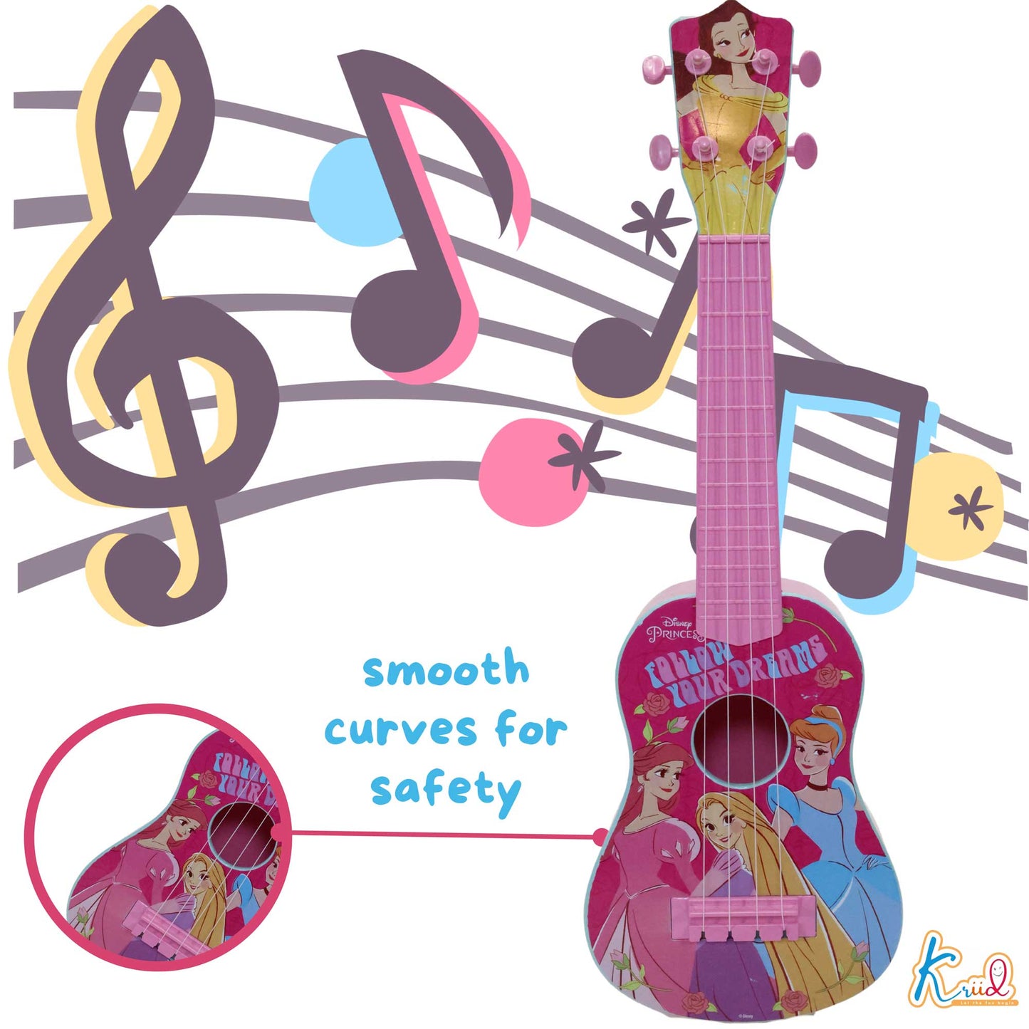 Kriiddaank Guitar-PrincessThemeGB-100180ByDisneyBest Gift for Girls & KidsMusical Instrument Toy for KidsGift for Girls - Princess Music ToyDisney Princess Birthday Gift for GirlsEducational Sound & Music Toys