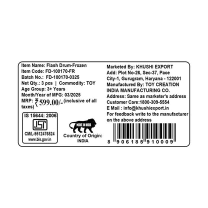 Kriiddaank FlashDrum-FrozenThemeByDisneyFrozen Theme Drum ToyMusical Toy for KidsBattery Operated Drum ToyElsa and Anna Drum SetLight-Up Drum for Toddlers