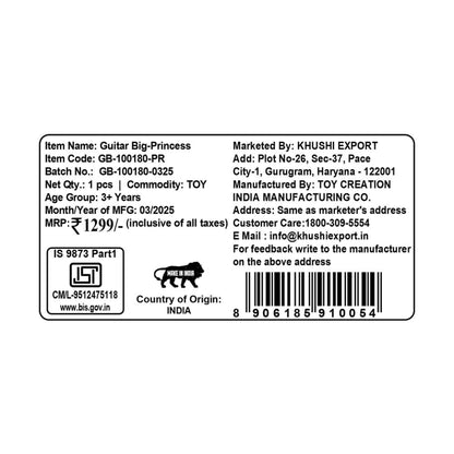 Kriiddaank Guitar-PrincessThemeGB-100180ByDisneyBest Gift for Girls & KidsMusical Instrument Toy for KidsGift for Girls - Princess Music ToyDisney Princess Birthday Gift for GirlsEducational Sound & Music Toys