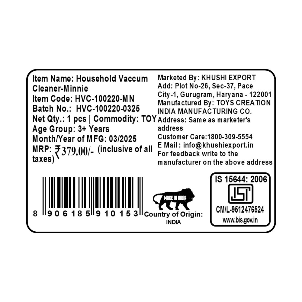 Kriiddaank VaccumCleaner-MinnieThemeHVC-100220ByDisneyLight & Sound Vacuum Cleaner ToyMinnie Mouse Pretend Play VacuumDisney Mickey Mouse Toy Vacuum with Lights & MusicToy Vacuum SetCleaning Toy for Toddlers