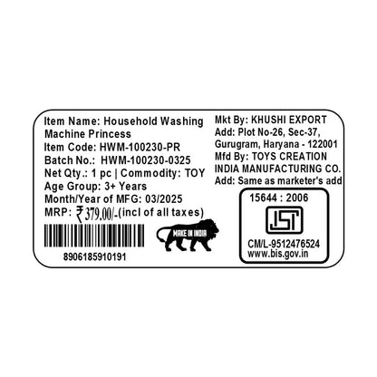 Kriiddaank WashingMachine-PrincessThemeHWM-100230ByDisneyPrincess Toy Washing MachineLight & Sound Washing Machine ToyPretend Play Home Appliance ToyLight & Sound Washing Machine ToyInteractive Home Appliance Toy for Toddlers