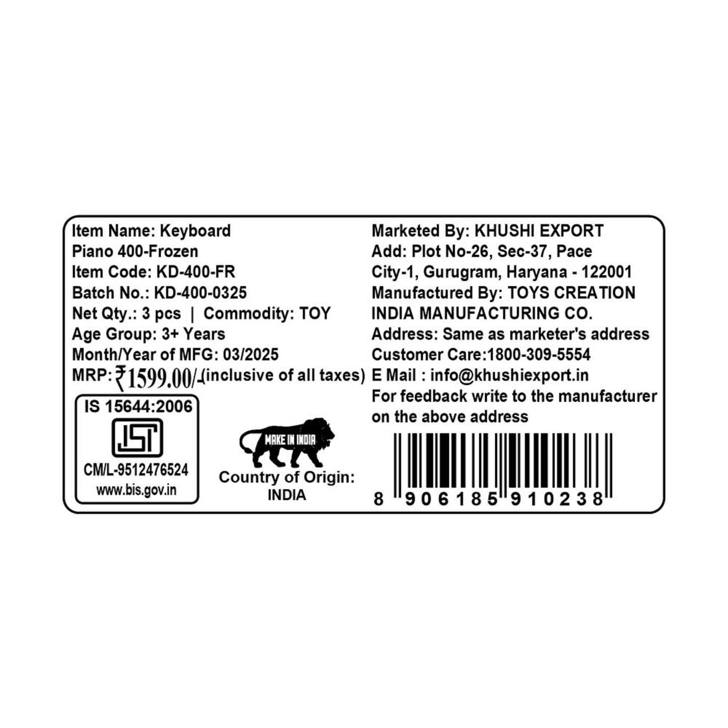 Kriiddaank KeyboardPiano-FrozenThemeKD-400ByDisneyFrozen Musical Keyboard for KidsBattery-Operated Keyboard PianoAnna Elsa Theme Piano ToyKD-400 Marvel Avengers PianoLearning & Development Toy for Toddlers