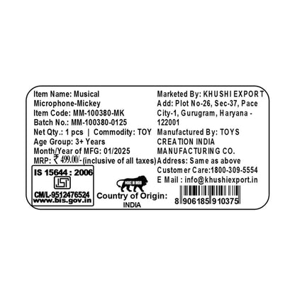 Kriiddaank MicrophoneMusical-MickeyThemeMM-100380ByDisneyDisney Kids MicrophoneDisney Musical Instrument ToyKriiddaank Disney MicrophoneMickey Mouse Musical MicrophoneMickey Mouse Light-Up Mic