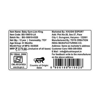 Kriiddaank BabyGym-LionKingThemeBG-100010ByDisneyLion King Infant Development GymBaby Tummy Time MatDisney Baby Play MatDisney Infant Play GymJungle Safari Baby Gym by Disney