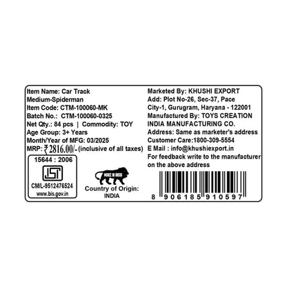 Kriiddaank CARTRACK(MEDIUM),SpidermanThemeCTM-100060ByMarvelMarvel Collectible Race TrackSuperhero Toy Racing SetAdventure Car TrackSpider-Man Car Track with RampsSpider-Man Circuit Track for Kids