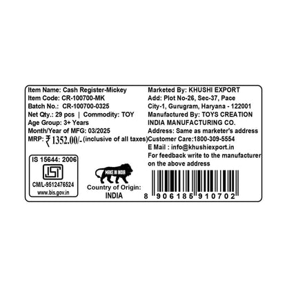 Kriiddaank  Cash Register MickeyMickey Mouse play money and card setMickey Mouse playset with accessoriesMickey Mouse toy money and credit cardDisney cash register toyMickey toy register with lights & sounds