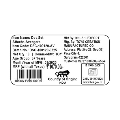 Kriiddaank DocSetAttache-AvengersThemeDSC-100120ByMarvelAvengers Role-Play Medical KitDoctor Kit with StethoscopePortable Avengers Doc Set for KidsDoctor Kit with Medical AccessoriesAvengers Play Doctor Kit in Attache Case