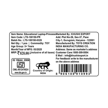 Kriiddaank  Educational Laptop-LTS PrincessPrincess kids laptop for learningPrincess educational toy laptop with gamesEducational laptop with Princess designPrincess-themed tech toys for girlsFun educational laptop for young learners