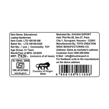 Kriiddaank  Educational Laptop-LTS SpidermanSpiderman Theme laptopEducational Laptop For BoysLaptop with Spiderman DesignKriiddaank Educational Laptop Fun educational laptop for young learners