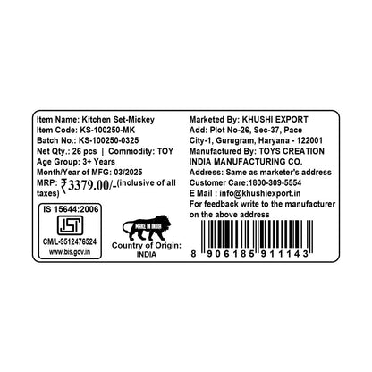 Kriiddaank  Kitchen Set MickeyMickey themed play kitchen setMickey Disney kitchen toysThemed kids' kitchen toysKids kitchen setDisney Mickey Cooking Set