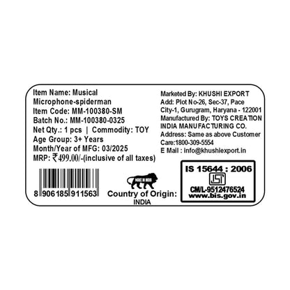 Kriiddaank MusicalMicrophone-SpidermanThemeMM-100380ByMarvelInteractive Spiderman Mic with LightsMarvel Kids Singing MicSpiderman Mic with Built-in SongsSpiderman Microphone for Toddlers & KidsInteractive Spiderman Mic with Lights