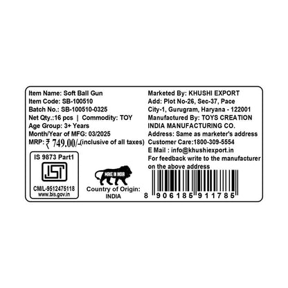 Kriiddaank SoftBallGunSB-100510Safe Foam Dart Gun ToyBest Soft Ball Gun for ChildrenAir-Powered Soft Ball ShooterFun Target Shooting Toy for KidsToy Gun with Foam Bal