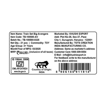 Kriiddaank TrainSet-AvengersThemeTB-100580ByMarvelBest Avengers Toy Train for KidsAvengers Infinity War Train SetBest Marvel Train Set for Boys & GirlsInteractive Train Set with Avengers DesignDurable Superhero Train Toy