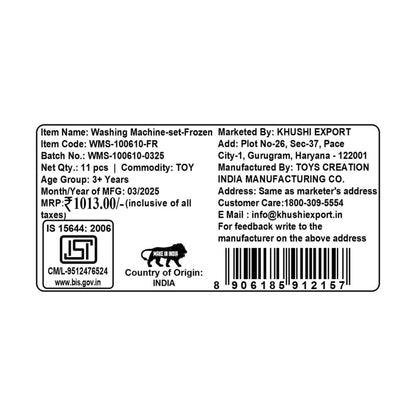 Kriiddaank WashingMachineset-FrozenThemeWMS-100610ByDisneyMagic Home Appliances for Pretend PlayInteractive Washing Machine Playset for ToddlersFrozen Themed Pretend Play Washing MachineDisney Frozen Role Play Set for ToddlersPretend Play Washing Machine