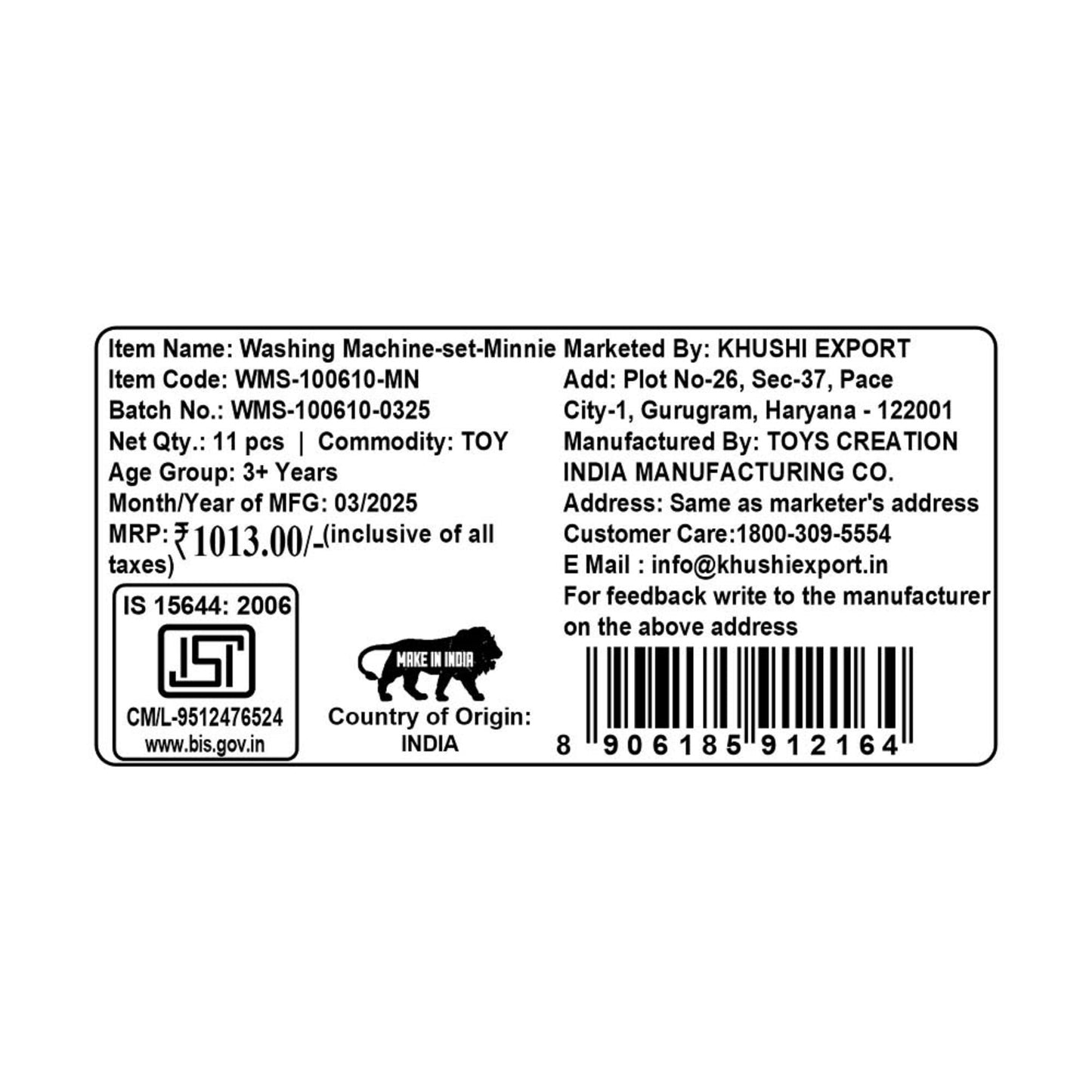 Kriiddaank WashingMachineset-MinnieThemeWMS-100610ByDisneyKriiddaank Minnie-Themed Washing Machine SetRealistic Kids’ Washing MachineMagic Home Appliances for KidsToddler-FriendlyBest Role Play Washing Machine for Little Girls