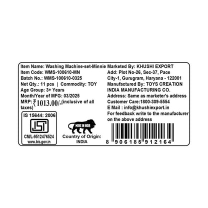 Kriiddaank WashingMachineset-MinnieThemeWMS-100610ByDisneyKriiddaank Minnie-Themed Washing Machine SetRealistic Kids’ Washing MachineMagic Home Appliances for KidsToddler-FriendlyBest Role Play Washing Machine for Little Girls