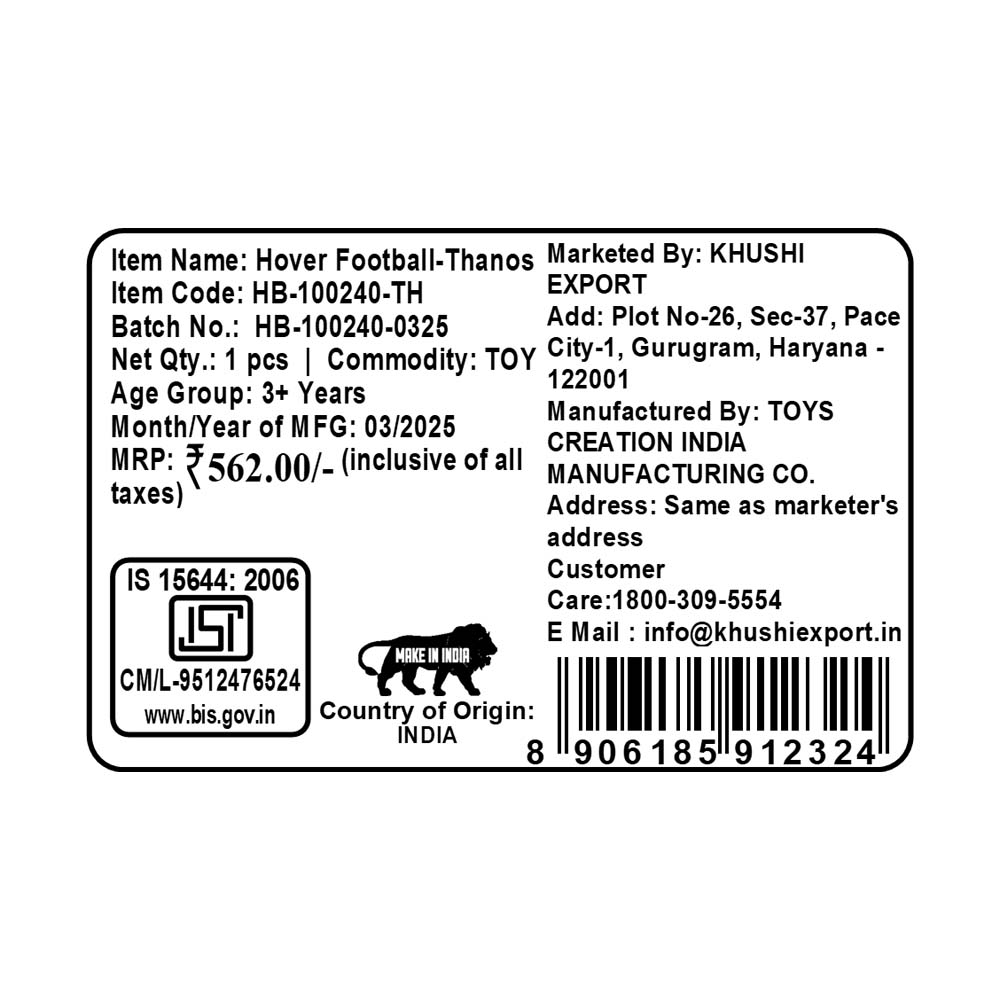 Kriiddaank HoverFootball-ThanosThemeHB-100240ByMarvelThanos ThemeMarvel SuperheroSports ToyGliding BallFloating Football